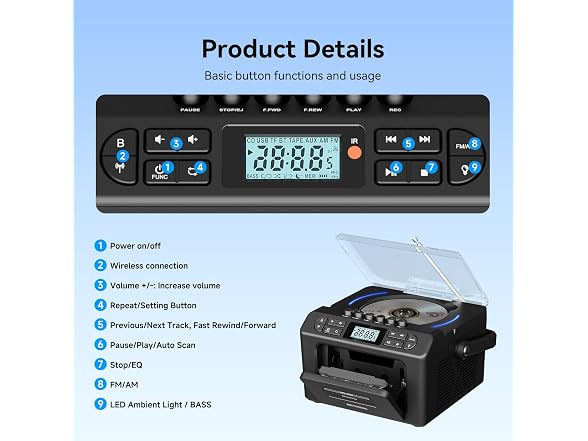 Retekess TR642 Boombox CD/Cassette