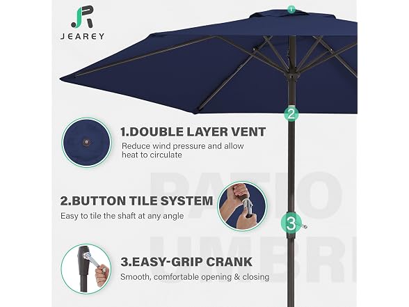 JEAREY 7.5ft Outdoor Patio Umbrella