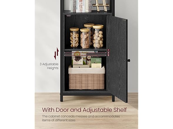 VASAGLE 6-Tier Bookshelf, Tall Bookcase with Cabinet