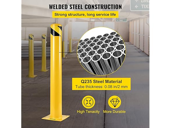 VEVOR Safety Bollard 48"x4.5" Safety Barrier Bollard 4-1/2" OD 48" Hei