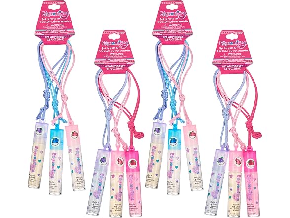 12pc Fruit Flavored Lip Gloss Necklace Set -