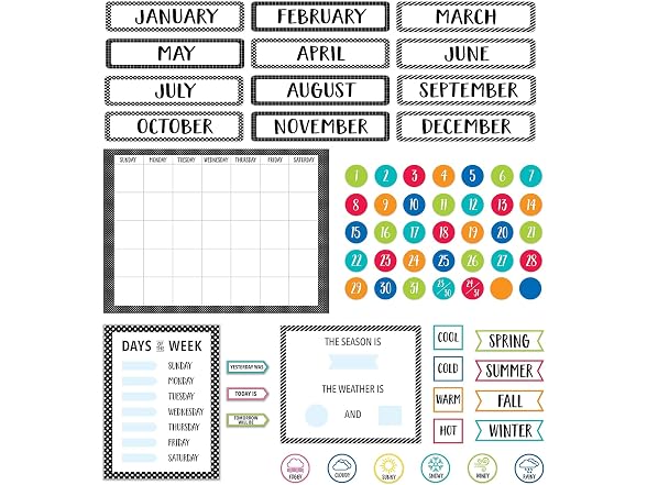 CTP Core Décor Calendar Set Bulletin Board, 67-Pc