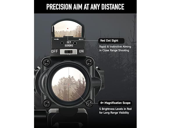 PINTY 4x32 Rifle Scope with Red Dot Sight Combo