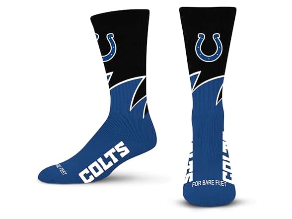 INDIANAPOLIS COLTS (Large) Black Wave Crew Sock