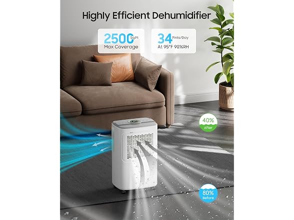 2500 Sq.Ft Dehumidifier for Bas, 34 Pint