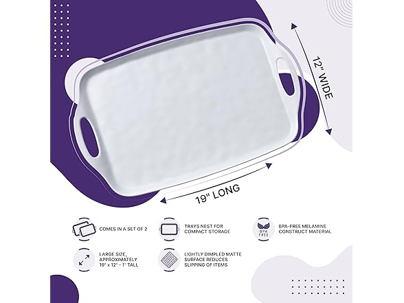 Luxcozwa Large Serving Tray with Handles