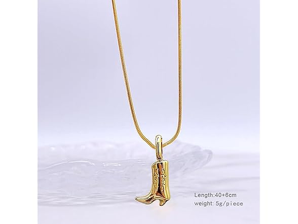 IQIC Cowboy Boot Necklace for Women Gold
