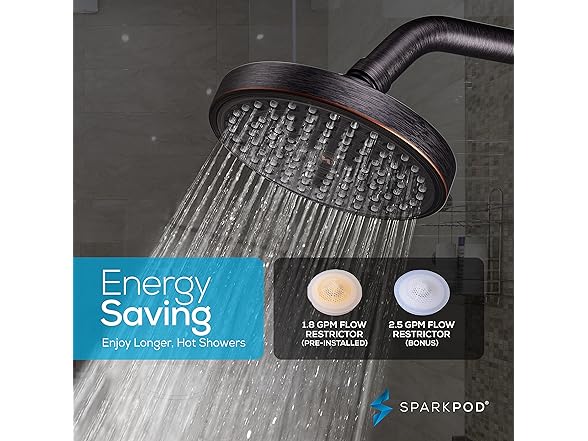 6" Rain Shower Head With 9" Arm