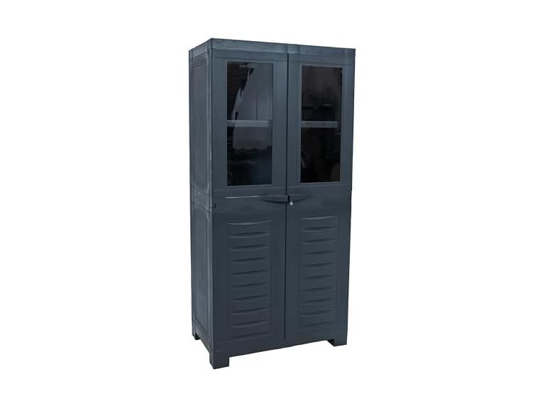 Sunnydaze Lockable Plexiglass Window Storage Cabinet, 49"