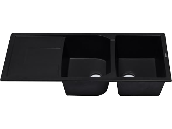 ALFI brand AB4620DI-BLA Black 46" Double Bowl Gran