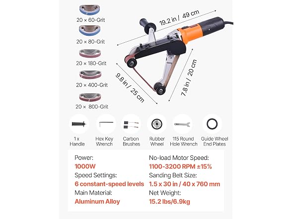 Pipe Tube Polisher Sander, 1000W Pipe Belt