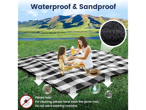 sapsisel 80”x 80” Picnic Blanket Extra Large, 8