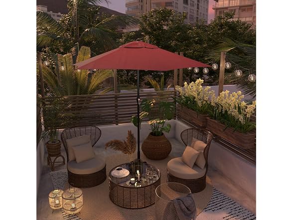 Sunline 9 ft Patio Umbrella with Crank & Pus Brick