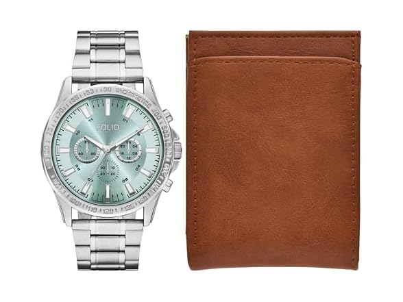 Folio Men's Three-Hand Silver-Tone Watch