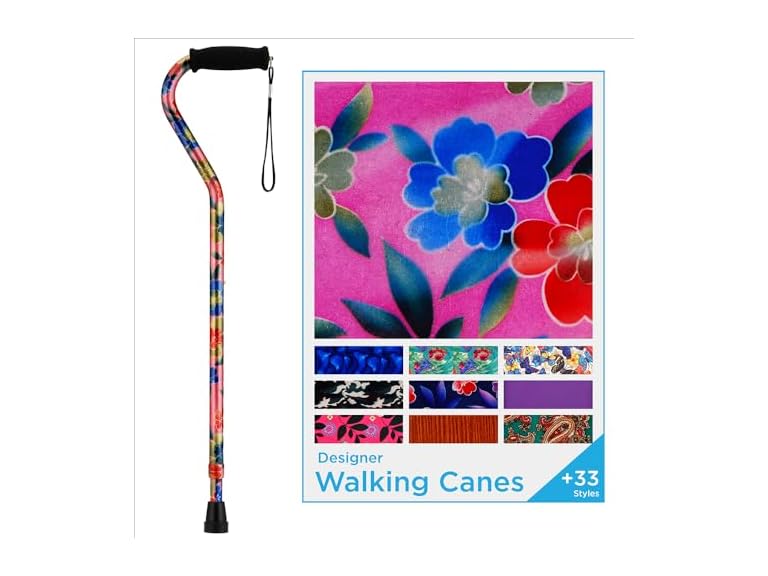Nova Designer Walking Cane - Pink Floral