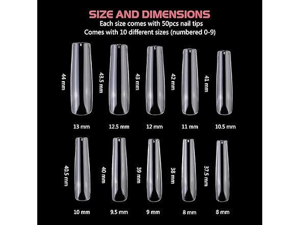 500pcs Extra Long Square Nail Tips