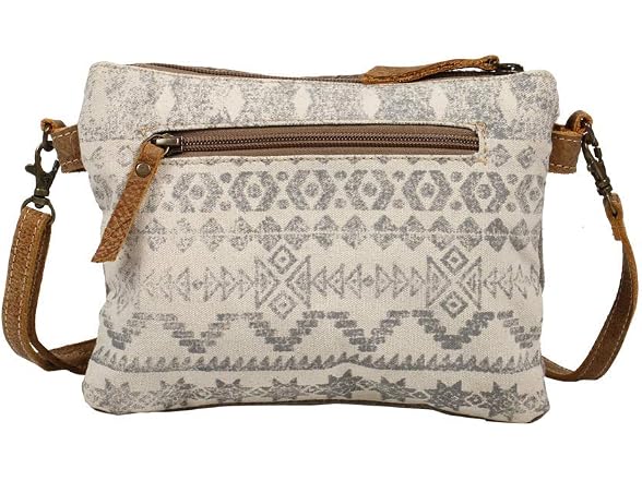 Myra Bag Floral Upcycled Canvas & Cowhide Leather Crossbody Bag S