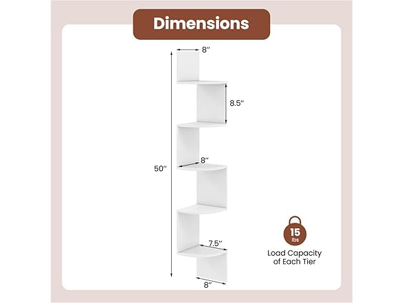 5-Layer White Wall Mounted Corner Stand
