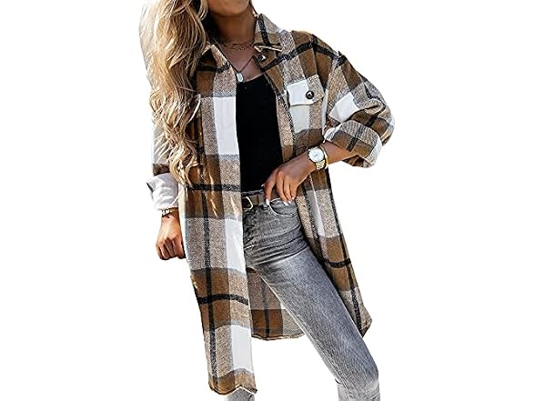Yuemengxuan Women Casual Long Sleeve Button Coat