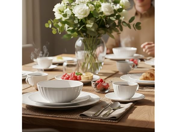 QUANSHANGJU 16-Piece Bone China Dinnerware Set