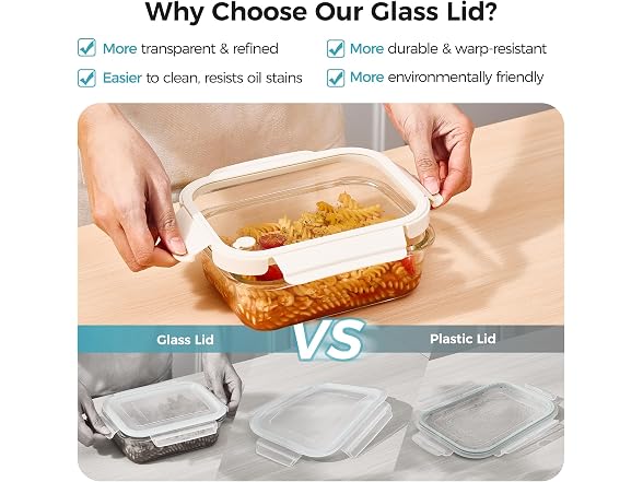 Vtopmart 5 Pack Glass Containers W/ Glass Lids
