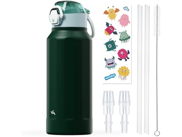 Konokyo FLOWPLAY 32oz Push-Button Bottle, Dark Green