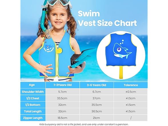 Kids Vest Neoprene Swimming Aid Safety Strap