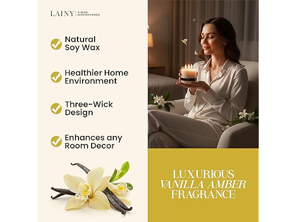 Vanilla Scent 3-Wick Scented Candle