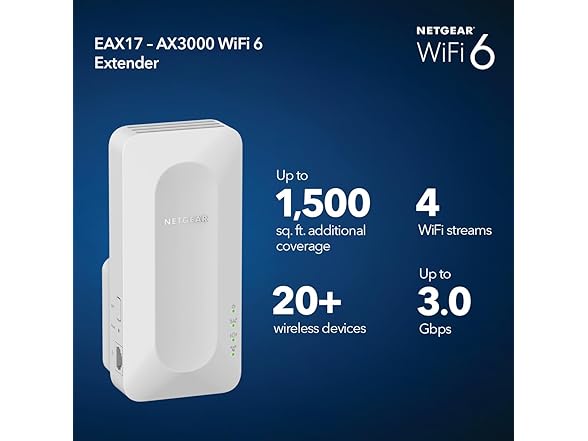 Netgear EAX17-100NAR WiFi 6 Range Extender
