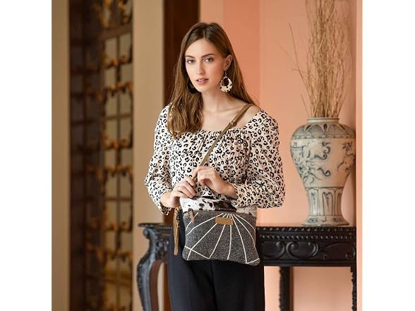 Myra Bag Artless Small & Crossbody 11x9.5 Cow Print Purses