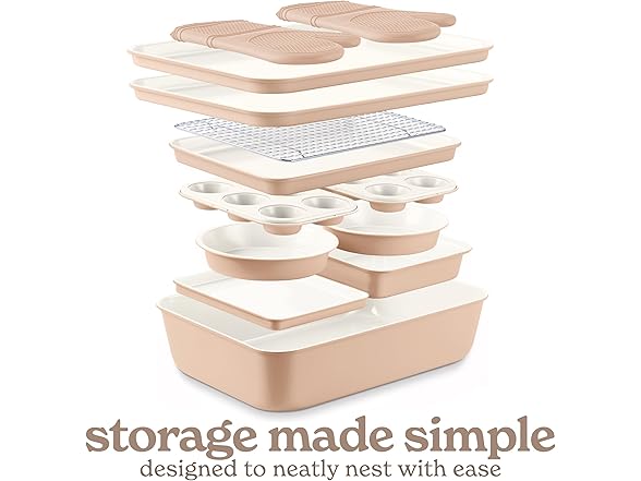13 Pc Nonstick Bakeware Set Taupe