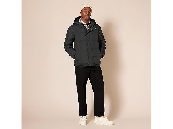 Amazon  Essentials Mens Hooded Puffer Coat Black XS