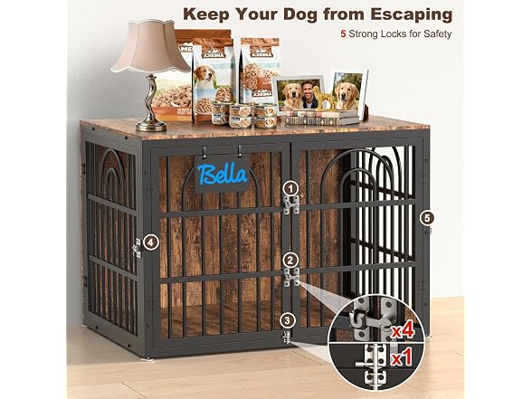 Tiovo 43 Inch Antique Walnut Dog Crate