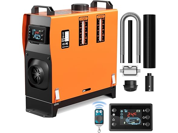 Ecojoy W0568 Diesel Heater 12V 8KW Orange Vertical - Gallery 9
