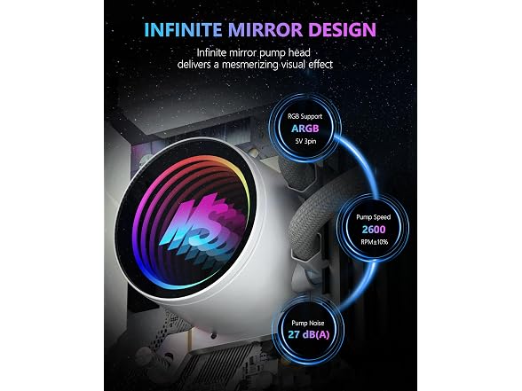 Minorsonic White RGB 360mm AIO CPU Cooler