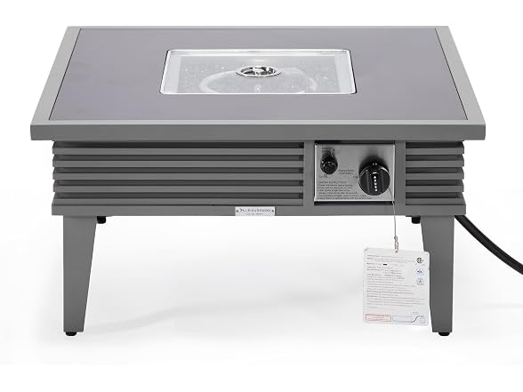 LeisureMod Walbrooke Modern Outdoor Square Fire Pit Table with Slats