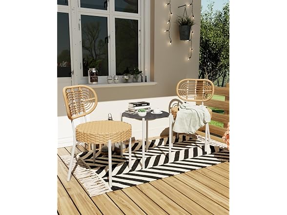 GarveeLife 3 Piece Wicker Patio Bistro Furniture Set