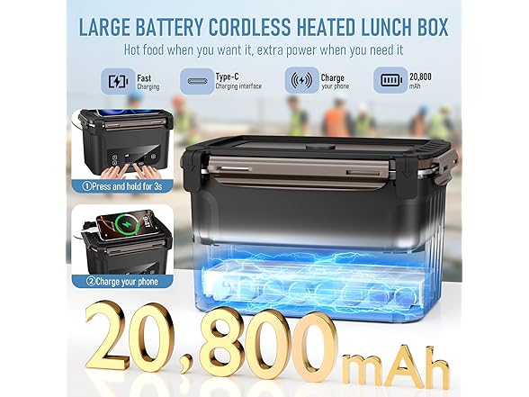 GALOKEO Upgraded Cordless Electric Lunch Box