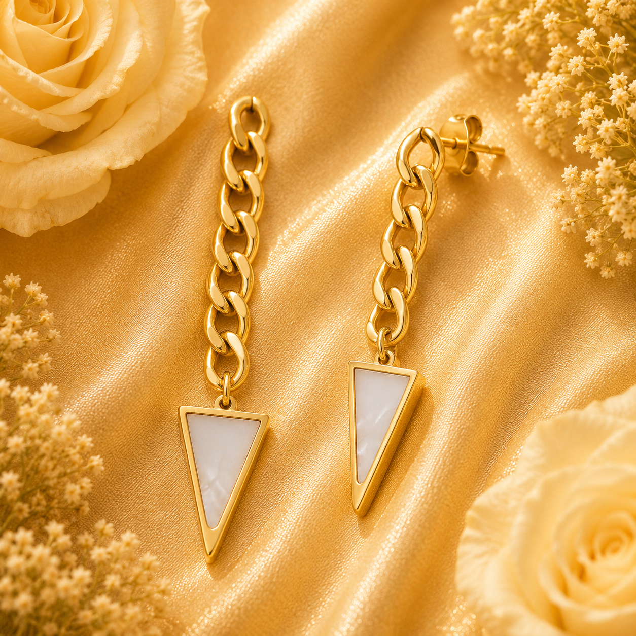 18K Gold Plated Triangle Drop Earrings - Gallery 5