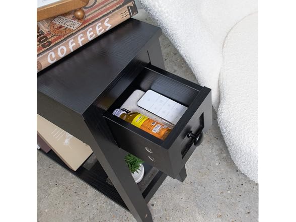 LUSUOWLZ Narrow End Table 2Pk Black