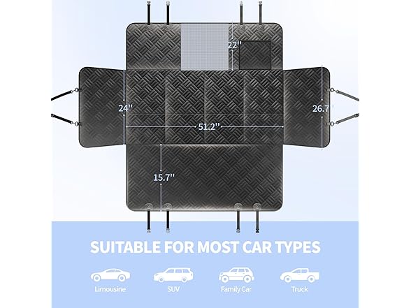 ELLINI W0892 Dog Car Seat Cover for Back Seat