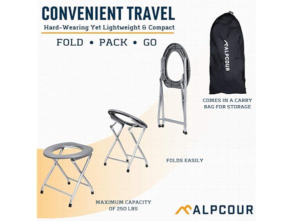 Alpcour Portable Toilet Seat - Grey