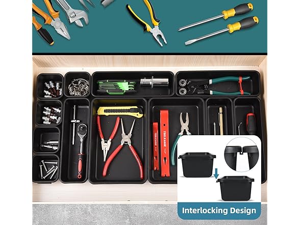 25 PCS Black Drawer Organizer Set