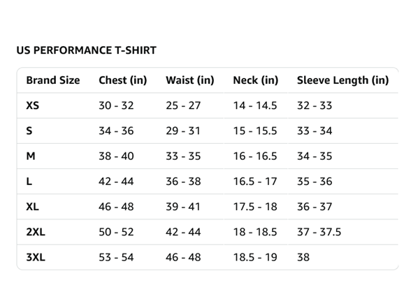 Adult Size Chart