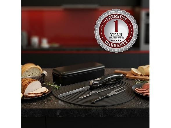 OVENTE Electric Knife Set with Two Serrated Stainless Steel Blades