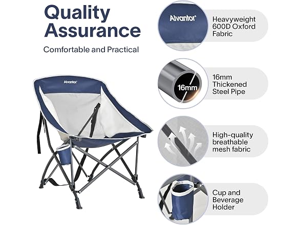 Alvantor Folding Camping Chair with Breathable Mesh - Gallery 5