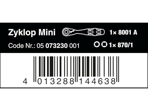 Wera 5073230001 Wera - 5073230001 8001 A 1/4" Square 