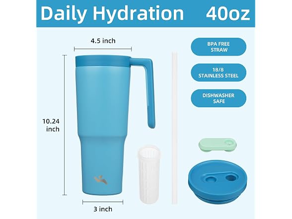 Konokyo 40 oz Tumbler with Handle Dark Blue