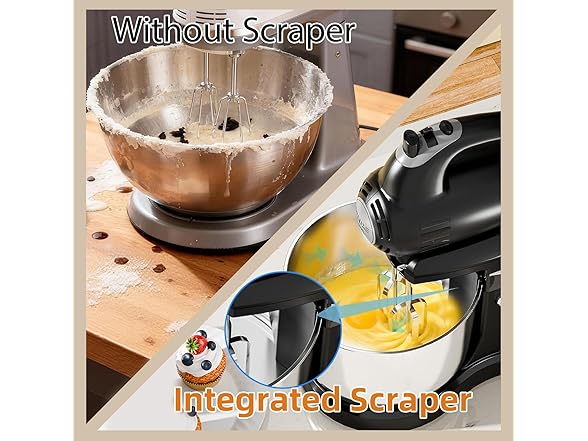 Stand Mixer Electric Kitchen Mixer, 3.2 QT Auto-Rotating Bowl & Beater Tilt-Head 2-IN-1 Standing Hand Mixer, 250 Watt 5-Speed with Turbo Boost Household Mixer with Beaters & Dough Hooks for Baking (Open Box)