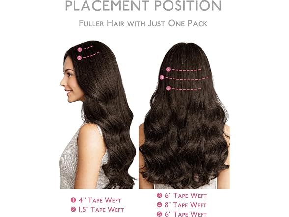 WENNALIFE Jet Black 18'' 7pcs Tape in Hair Extensions